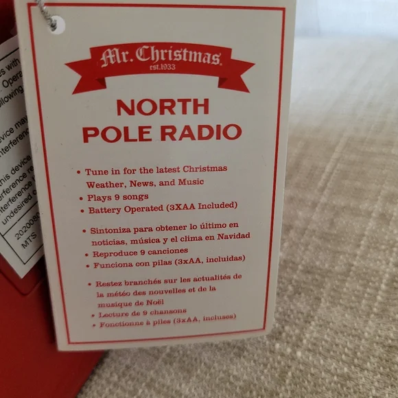 Mr. Christmas North Pole Radio Red Vintage Style Toy Plays 9 Songs 10.5"…